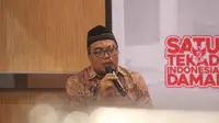 Mantan terpidana teror,Kurnia Widodo, dalam sebuah pertemuan yang membahas deradikalisasi. (Liputan6.com/ Abelda Gunawan)