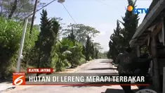 Hutan di lereng Gunung Merapi terbakar akibat terkena material jatuhan (balistik) letusan freatik.