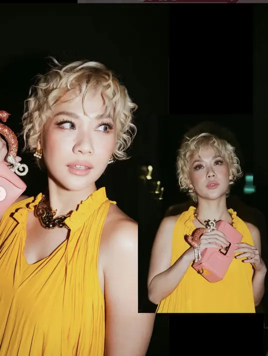 Bahkan jika ingin tampil fresh, nuansa rambut curly bisa tampil memukau.  [Foto: Bunga Citra Lestari/ Instagram]