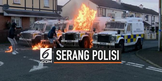 VIDEO: Aksi Nekat Lempar Bom Molotov ke Mobil Polisi Irlandia