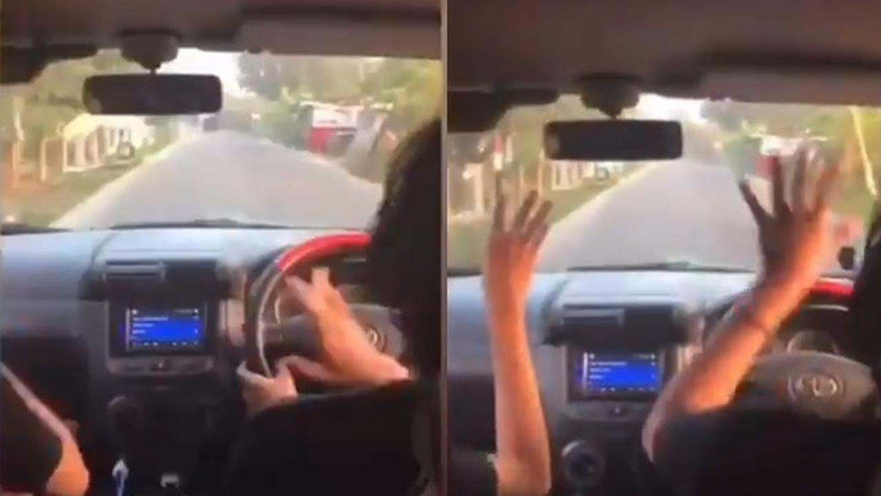 Viral Video Orang Menyetir Sambil Joget Ala TikTok Ini Berujung Apes