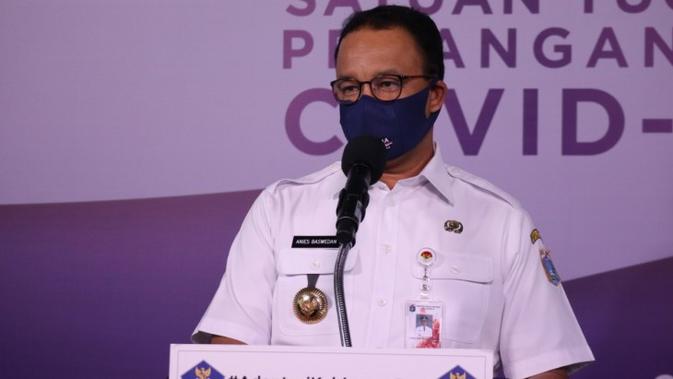 Rencana pembukaan bioskop, Gubernur DKI Jakarta Anies Baswedan tegaskan pelaku usaha bioskop harus patuhi protokol kesehatan saat konferensi pers di Graha BNPB, Jakarta, Rabu (26/8/2020). (Dok Tim Komunikasi Publik Satgas COVID-19)