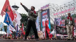 Acara tersebut dihadiri oleh para ketua umum partai politik pengusung Ganjar-Mahfud. (JUNI KRISWANTO/AFP)