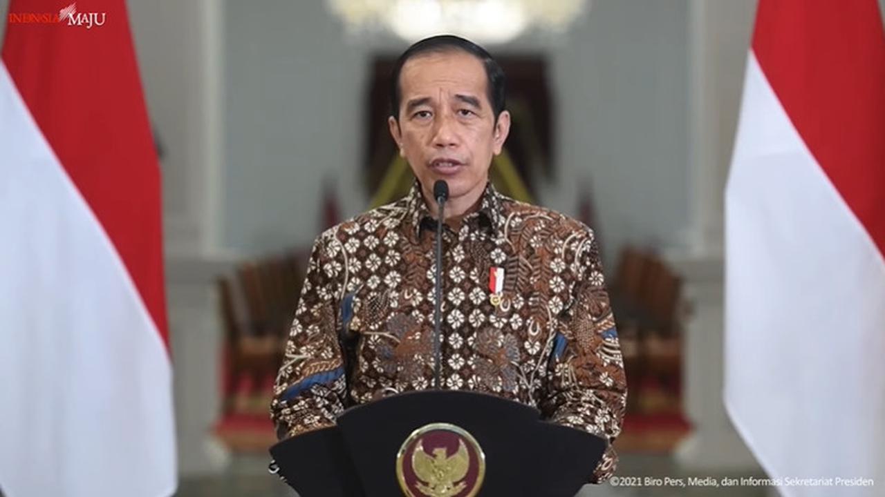 Presiden Joko Widodo (Jokowi) dalam konferensi pers Perkembangan PPKM, Senin (30/8/2021).