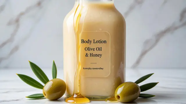 Body lotion alami dari minyak zaitun dan madu (Foto: Reve Art AI)