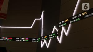 Layar grafik pergerakan saham di Gedung BEI, Jakarta, Rabu (14/10/2020). Pada pembukaan perdagangan pukul 09.00 WIB, IHSG masih naik, namun tak lama kemudian, IHSG melemah 2,3 poin atau 0,05 persen ke level 5.130, 18. (Liputan6.com/Angga Yuniar)