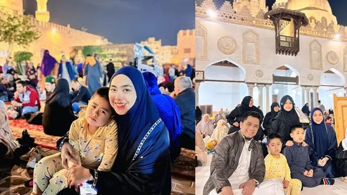 Ramadan penuh cinta di Al-Azhar bersama Oki dan keluarga. (credit:instagram.com/okisetianadewi)