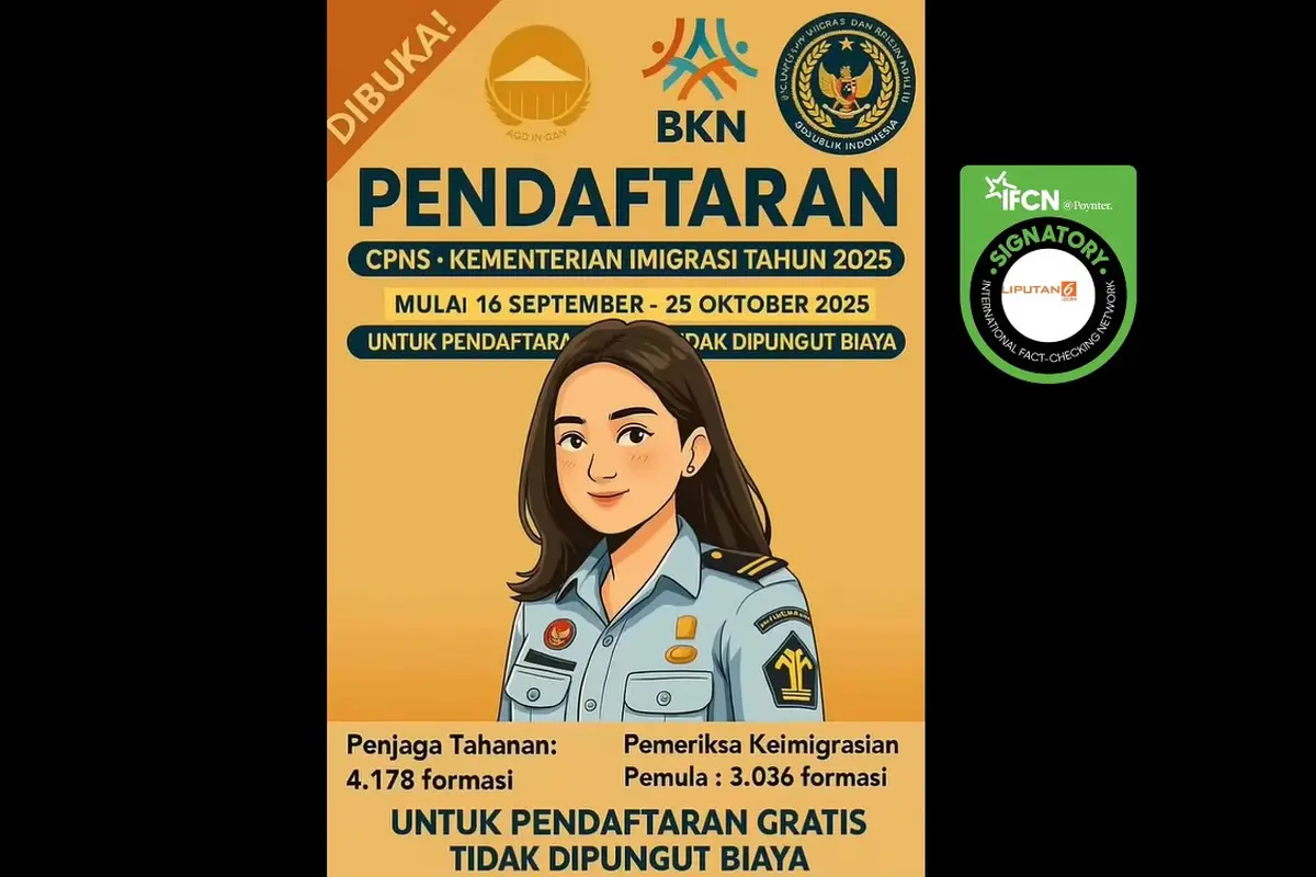 Tangkapan layar klaim link pendaftaran CPNS Kementerian Imigrasi 2025 yang beredar di Facebook.