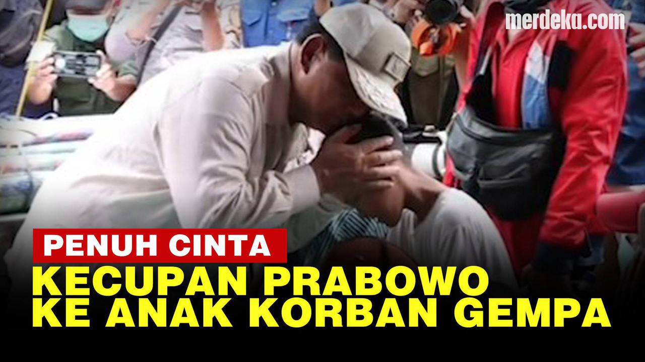 VIDEO: Kecup Sayang Menhan Prabowo Semangati Anak-Anak Korban Gempa Cianjur