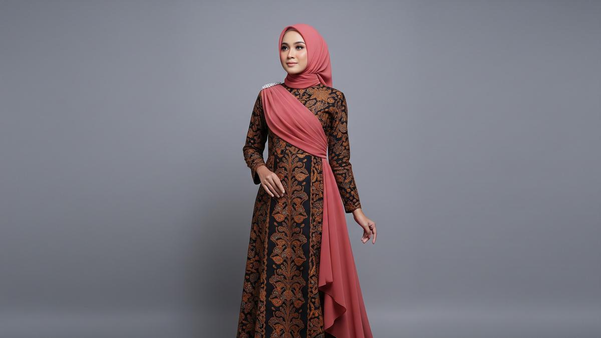 8 Gamis Batik Terbaru Layer Kain Sifon, Tampil Elegan dan Menawan