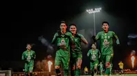 Pemain Persebaya Surabaya, Francisco Rivera (no. 7), merayakan golnya ke gawang Western Australia, pada laga uji coba di Perth. (Bola.com/Dok. Persebaya Surabaya)