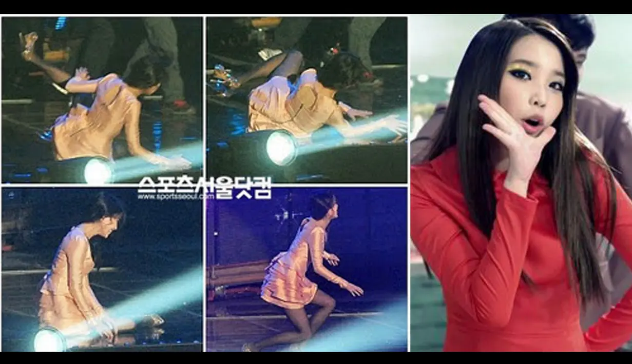 Lagu IU 'Good Day' dinobatkan sebagai 'Best Song' dalam '2011 Melon Music Award'. IU terjatuh saat menuju panggung.(Istimewa)