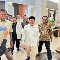 Ridwan Kamil-Suswono bakal dideklarasikan sebagai bakal calon gubernur dan wakil gubernur di Pilkada Jakarta 2024. Keduanya pun tampak menunjukkan raut wajah semringah. (Liputan6.com/Nanda Perdana Putra)