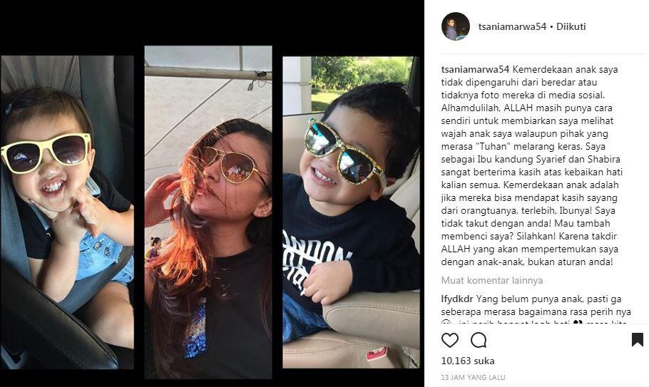Tsania Marwa naik pitam usai Atalarik Syach melarang foto anak-anak diunggah ke medsos [foto: instagram]