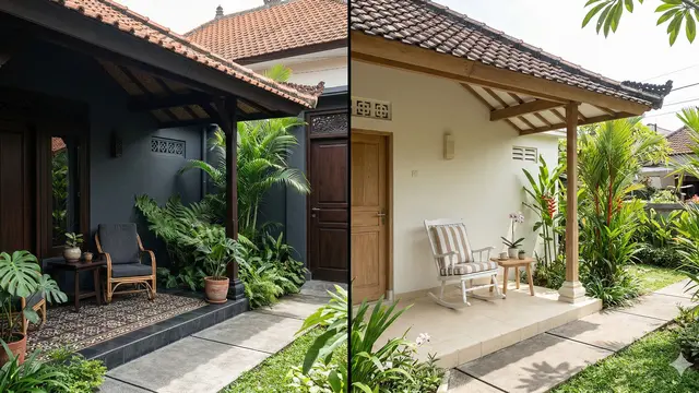 Perbandingan Warna Cat Terang vs Gelap untuk Teras Rumah (Foto: Gemini AI)