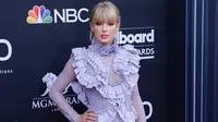 Taylor Swift di karpet merah Billboard Music Awards 2019, Las Vegas, Nevada, Amerika, 1 Mei 2019. (BRIDGET BENNETT / AFP)