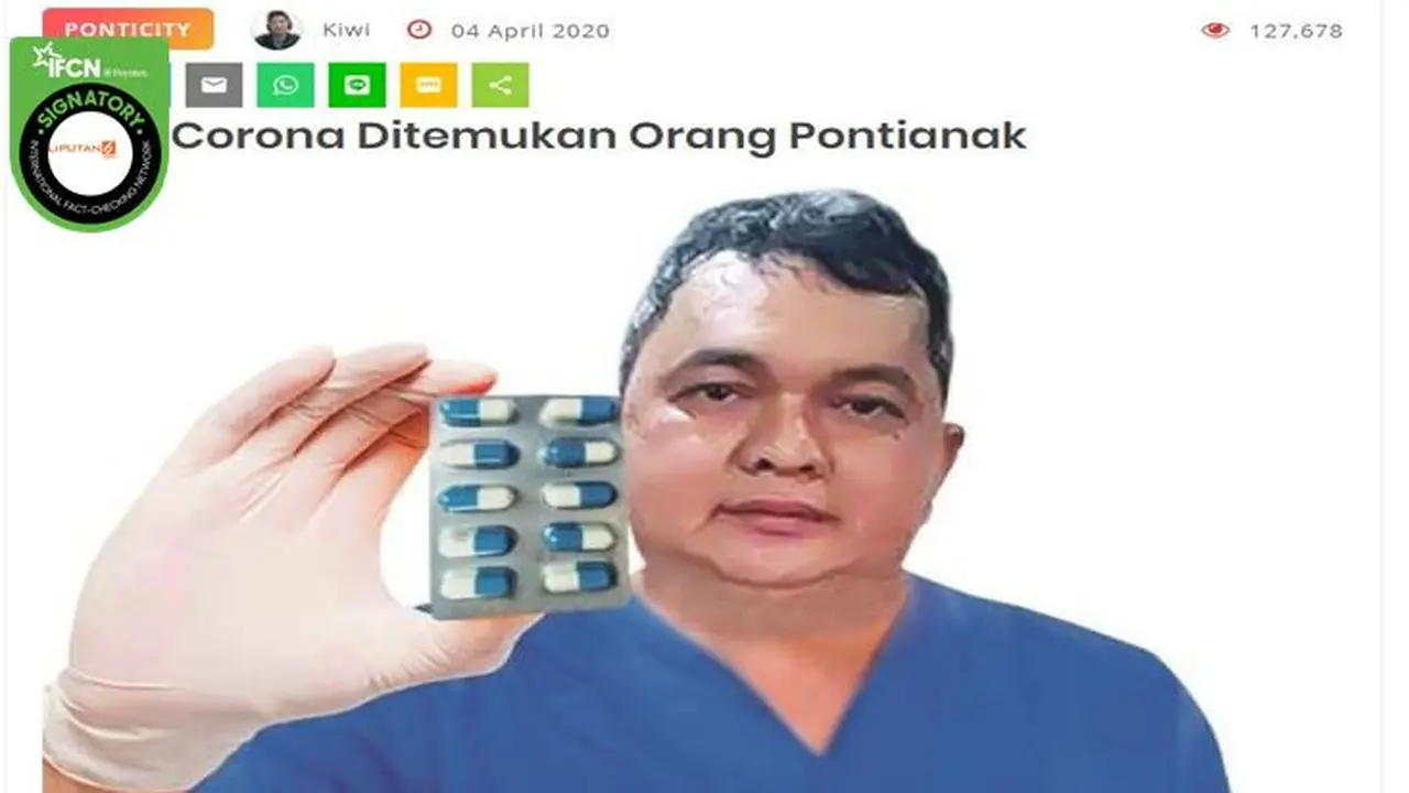 Gambar Tangkapan Layar Berita Tentang Warga Pontianak Temukan Obat Corona