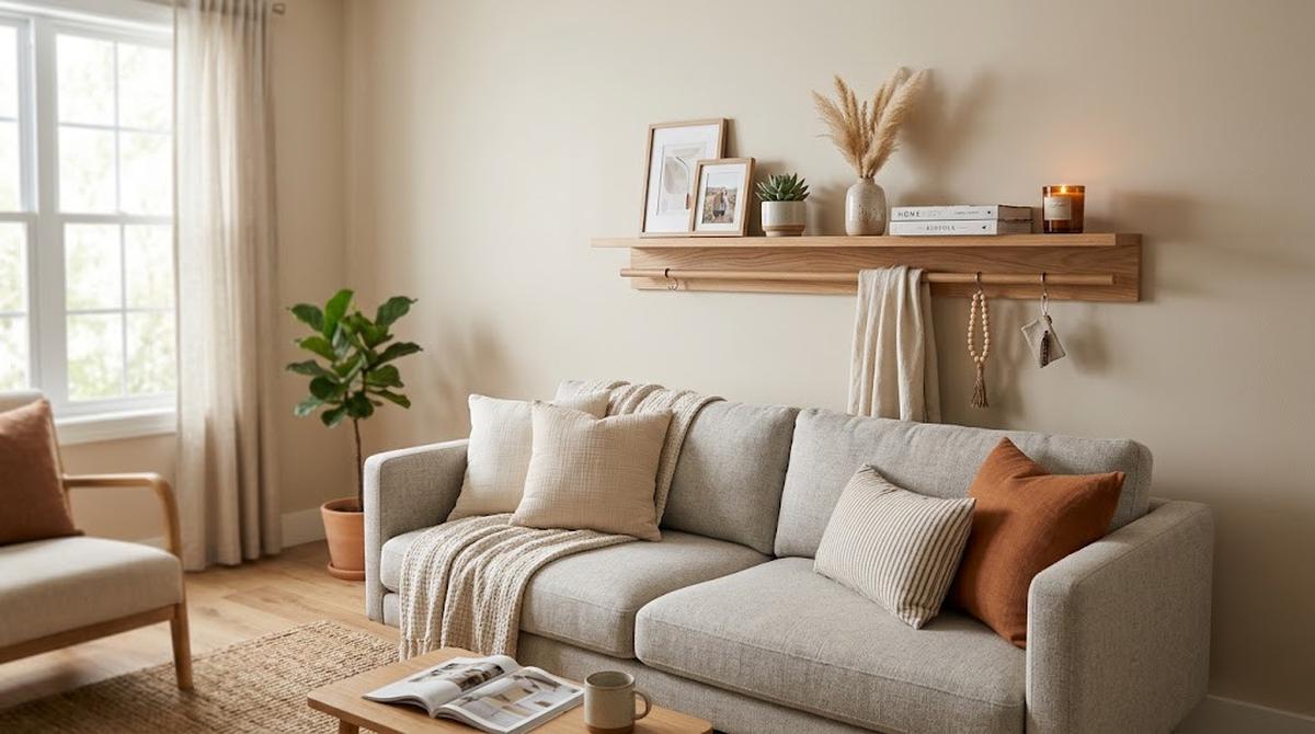Model Rak Tipis untuk Dinding Belakang Sofa