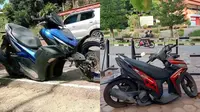 Yamaha Aerox (kiri) dan Yamaha Mio (kanan) mengalami masalah rangka. (Source: setia1heri.com; Instagram/@low.slowindonesia)