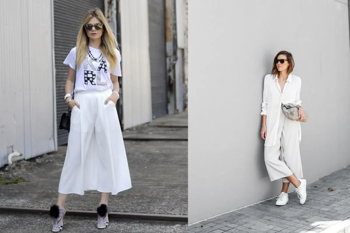 8 Potret Style Fashionable dengan Celana Kulot Putih