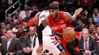 Pemain Portland Trail Blazers, Carmelo Anthony, saat tampil melawan Washington Wizards di Capital One Arena, 3 Januari 2020. (Rob Carr / AFP)