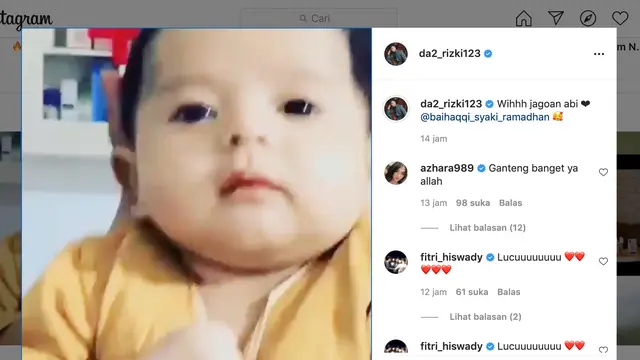 Unggahan Rizki 2R. (Foto: Instagram @da2_rizki123)