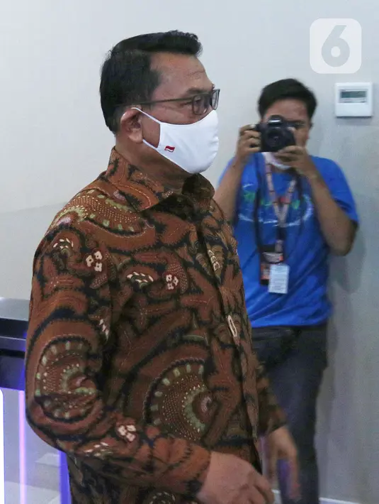Kepala Staf Presiden (KSP) Moeldoko usai menjalani pemeriksaan di Bareskrim, Mabes Polri, Jakarta, Selasa (12/10/2021). Moeldoko menjalani pemeriksaan sebagai saksi pelapor. (Liputan6.com/Herman Zakharia)