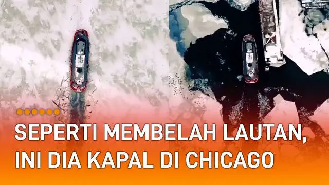 Sebuah video menunjukkan kapal yang membelah lautan es.