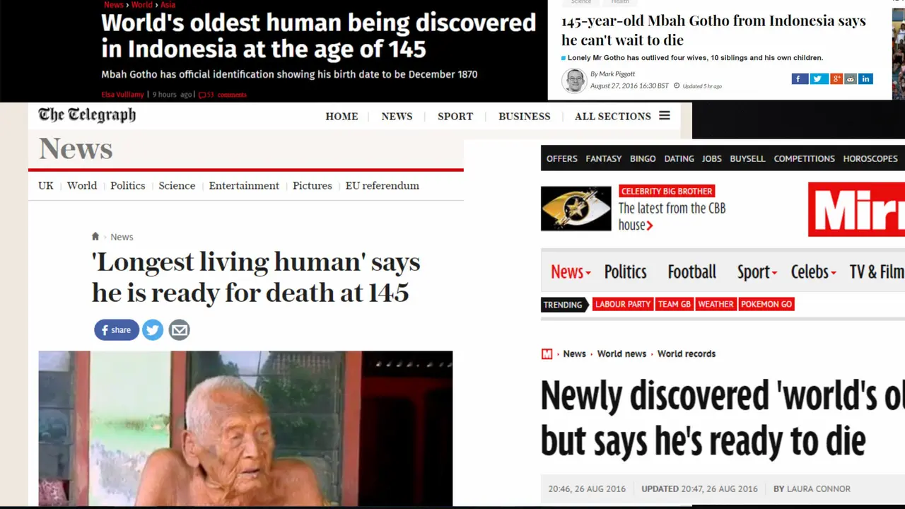 Mbah Gotho dari Sragen, Pria Tertua 146 Tahun Mendunia
