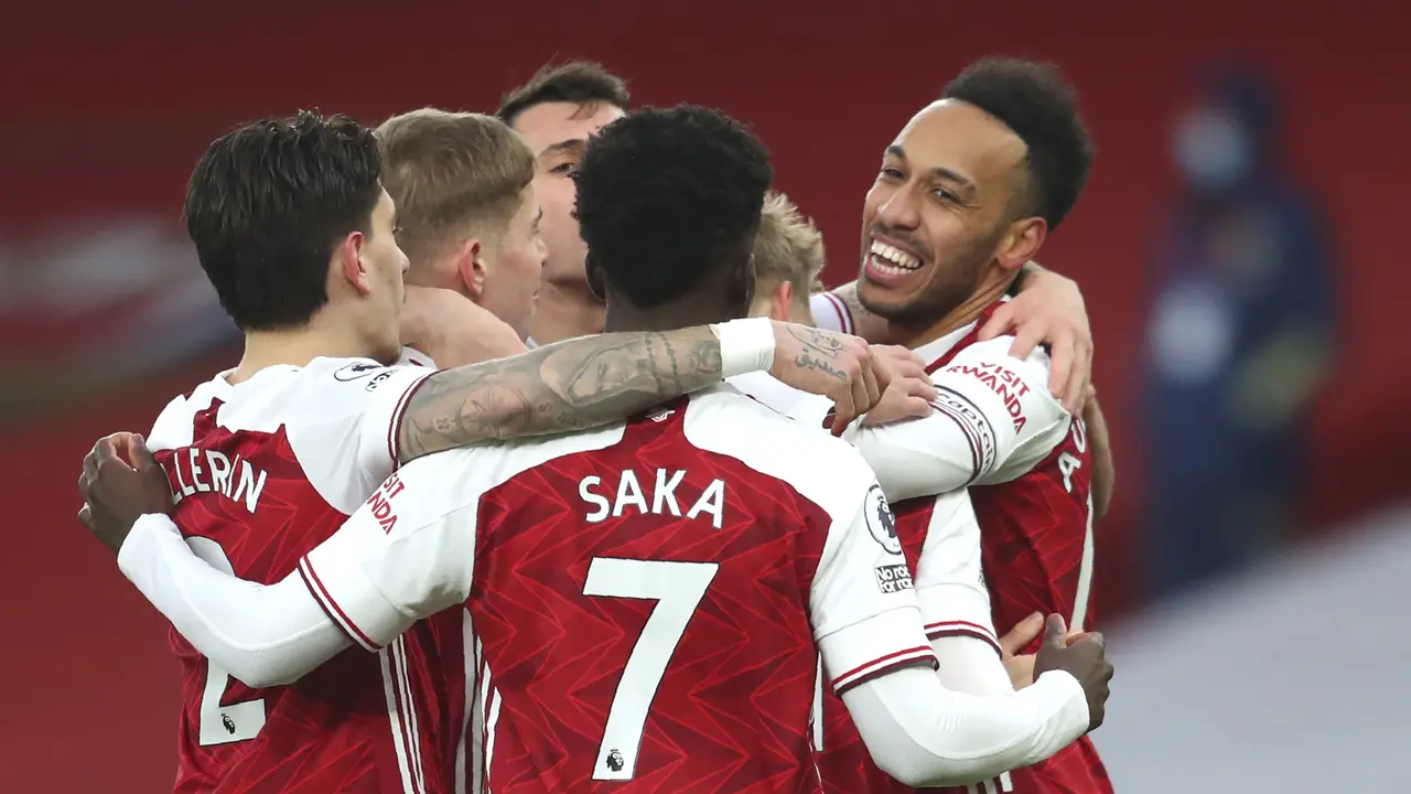 FOTO: Aubameyang Cetak Hattrick, Arsenal Tumbangkan Leeds United 4-2