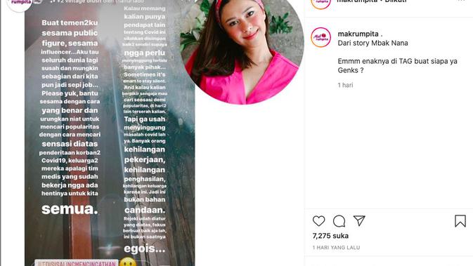 Unggahan Nana Mirdad. (instagram.com/makrumpita)