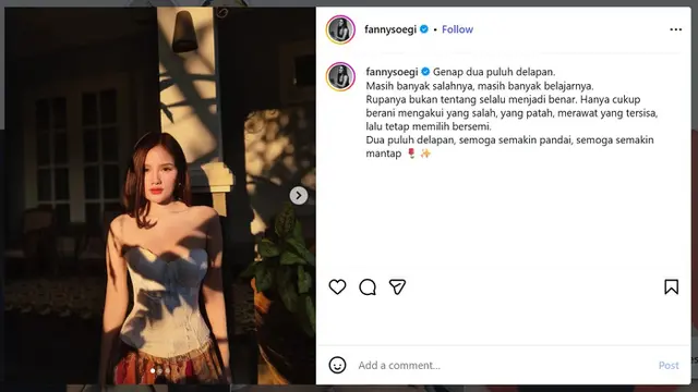 Fanny Soegi ulang tahun (instagram.com/fannysoegi)