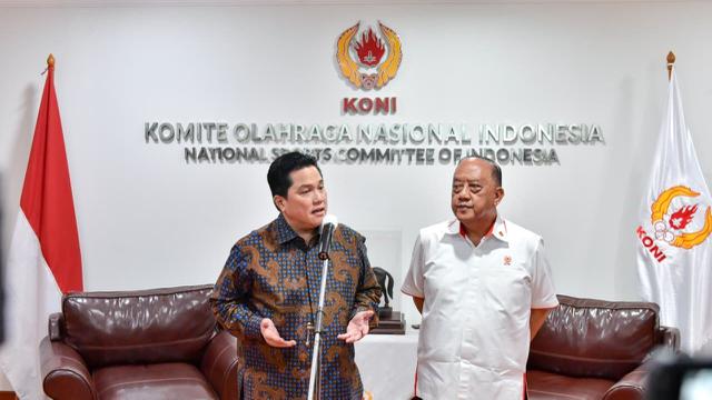 Menpora Erick Thohir dan Ketua Umum KONI Pusat Marciano Norman