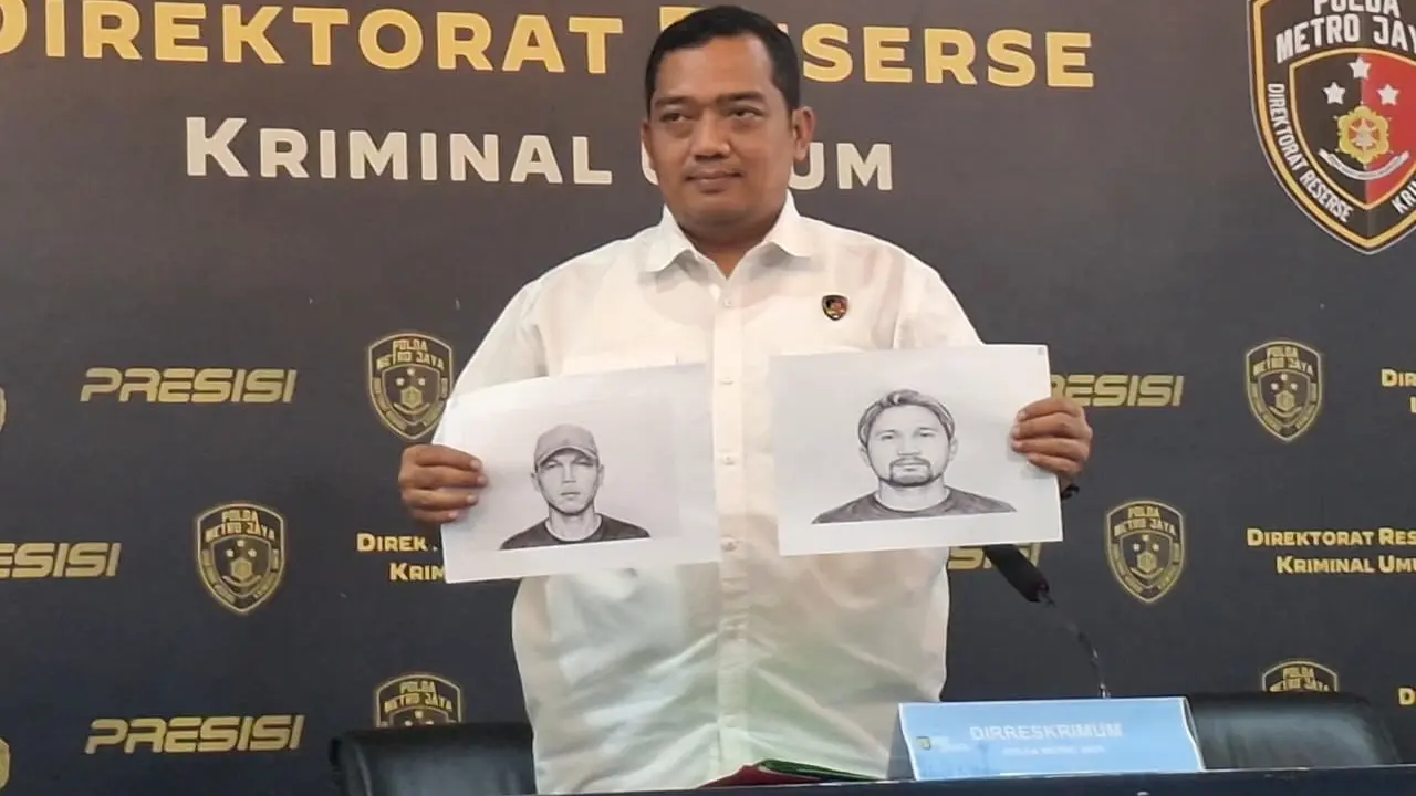 Polisi merilis sketsa wajah pelaku pengeroyokan yang menyebabkan salah satu warga Pejompongan berinisial BS tewas pada 27 Agustus 2026 (Liputan6.com/Rifqy Alief Abiyya)