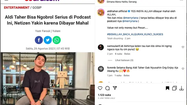 Aldi Taher Buka Suara Usai Disebut Dibayar di Podcast Merry Riana Hingga Bisa Ngobrol Serius: Value Not Only Money, But Pesan