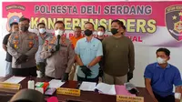 Polresta Deli Serdang konferensi pers terkait penembakan pakai senjata angin terhadap seorang pendeta (Istimewa)