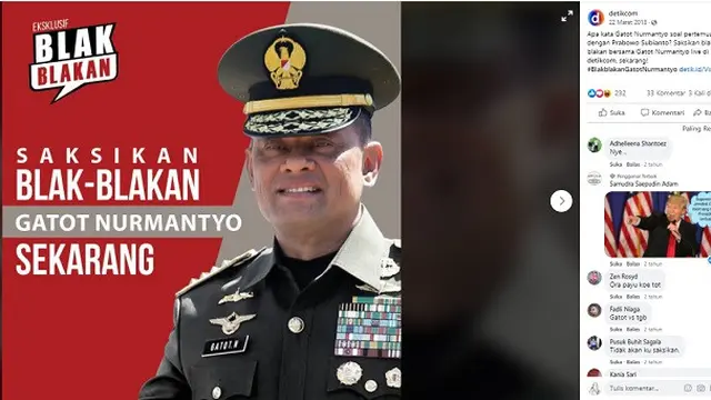 Hasil tangkapan layar Facebook detik.com
