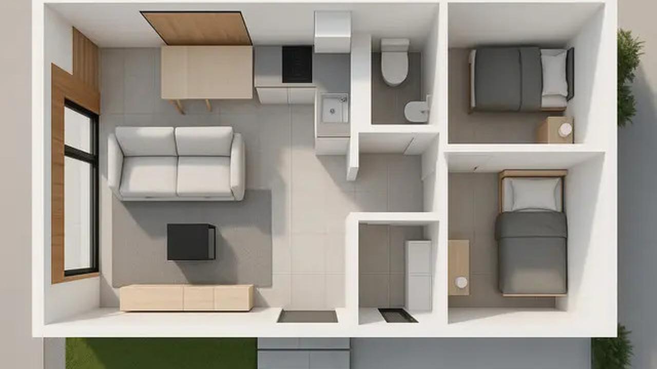 7 Gambar Desain Rumah Tipe 21 dengan 2 Kamar Tidur