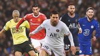 Ilustrasi - Erling Haaland, Cristiano Ronaldo, Lionel Messi, Neymar, Jorginho (Bola.com/Adreanus Titus)