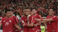 Ekspresi bahagia Rezaldi Hehanussa usai mecetak gol ke gawang Tampines Rovers pada laga Piala AFC 2018 di Stadion Utama GBK, Senayan, Jakarta (28/2/2018). Persija menang 4-1. (Bola.com/Nick Hanoatubun)