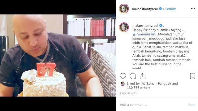 Ucapan ulang tahun Maia Estianty ke Irwan Mussry (https://www.instagram.com/p/B42xJcrHvTC/)