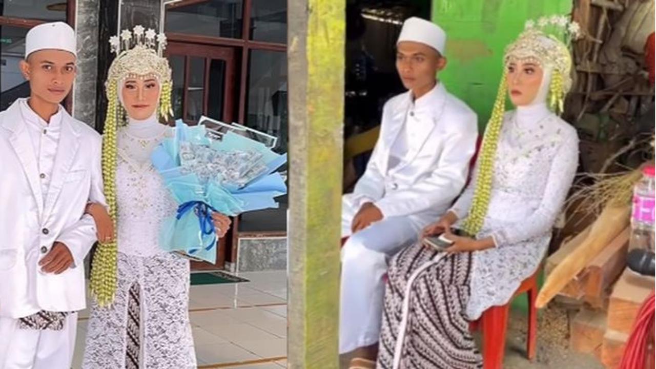 Tak Ada Pelaminan Mewah Cuma Bermodal Bangku Plastik, Resepsi Sederhana Pengantin Baru di Jatim ini Jadi Sorotan