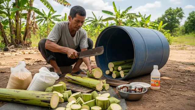 Cara Buat Pakan Ayam Fermentasi dari Gedebog Pisang/Gemini AI