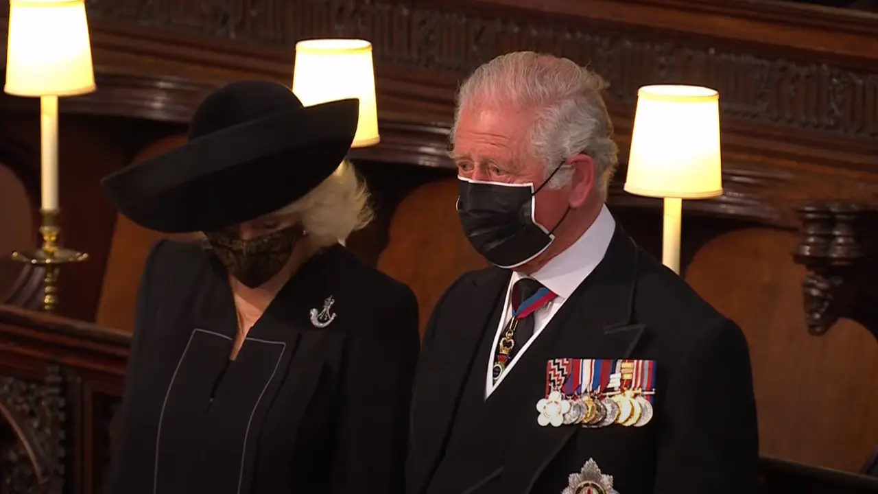 Pangeran Charles dan Duchess Camilla di pemakaman Pangeran Philip.