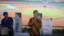 Direktur Utama PPK GBK, Winarto memberi keterangan terkait pelaksanaan Gelora Run 2016 di Stadion GBK Jakarta, Rabu (18/5/2016). Rencananya, Gelora Run 2016 digelar pada Minggu (22/6) dan diikuti sekitar 1500 peserta. (Liputan6.com/Helmi Fithriansyah)