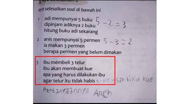 7 Soal di Buku Pelajaran Ini Absurd Banget, Bikin Murid Bingung