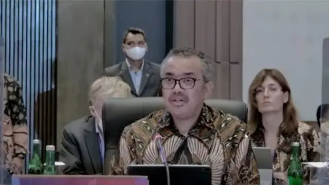 Tedros ikuti pertemuan G20 di Yogyakarta bersama Menkes Budi Gunadi serta delegasi lainnya. (Foto: Tangkapan Layar YouTube Kemenkes RI )