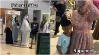 Heboh rombongan jemaah Indonesia pulang haji berpakaian bak Putri Disney. (dok. tangkapan layar TikTok @andyyuniverse/https://www.tiktok.com/@andyyuniverse/video/7254768508729314566)