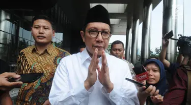 Menteri Agama Lukman Hakim Saifuddin menyampaikan permintaan maaf usai menjalani pemeriksaan di gedung KPK, Jakarta, Rabu (22/5/2019). Menag Lukman dimintai keterangan terkait penyelidikan kasus penyelenggaraan haji. (merdeka.com/Dwi Narwoko)