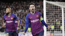 1. Lionel Messi (Barcelona) - La Pulga tampil perkasa saat menyingkirkan Manchester United 4-0 di perempatfinal Liga Champions 2019. Pria asal Argentina ini mencetak dua gol pada laga tersebut. (AP/Manu Fernandez)